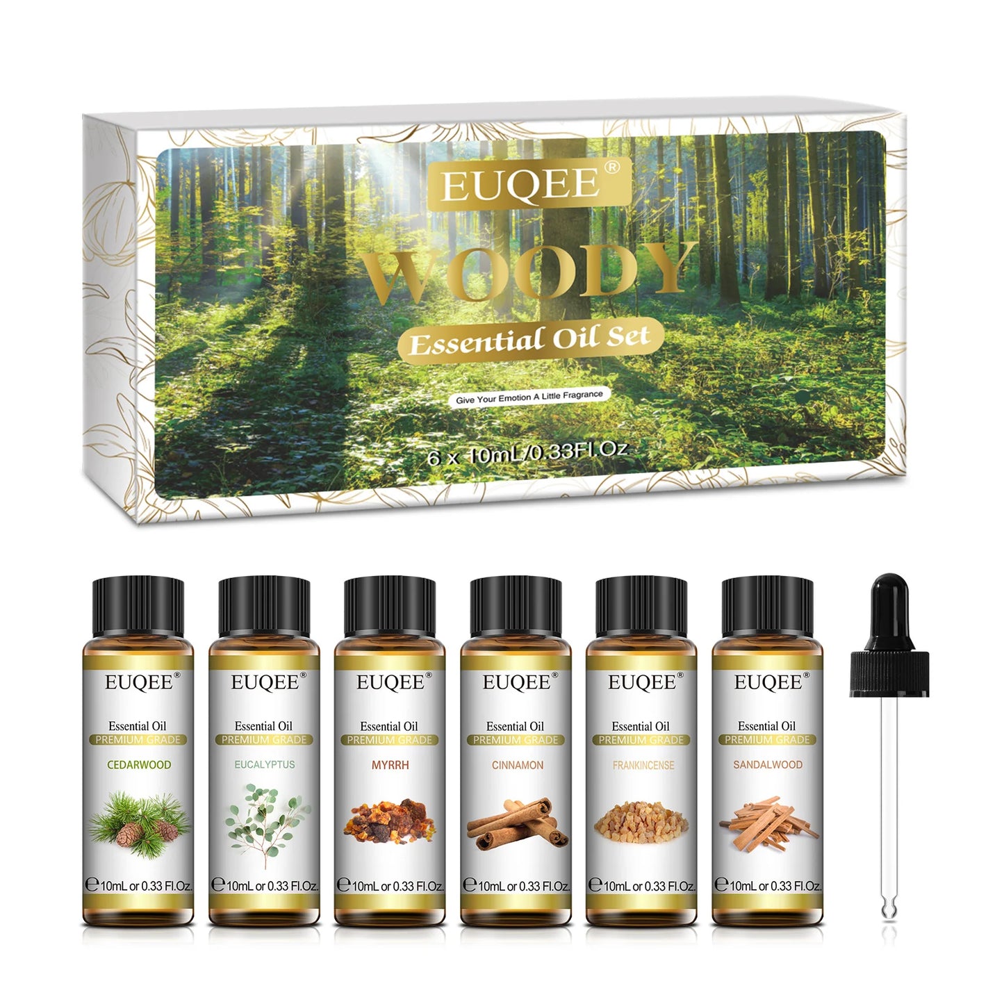 EUQEE Essential Oils Set 6 Bottles 10ml Pure Natural Aromatherapy Oils