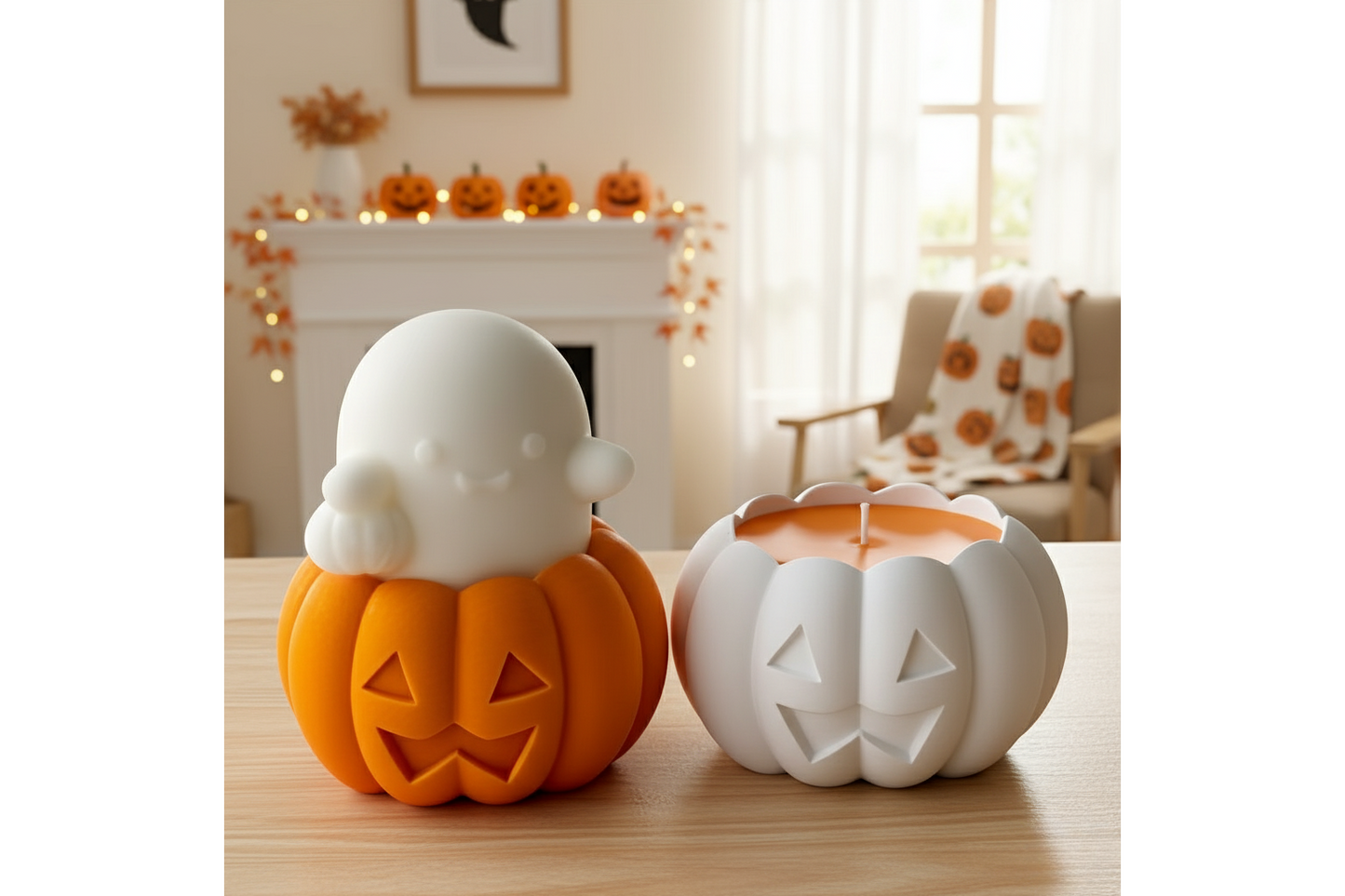 Halloween Silicone Candle Mold Set (Buy 1 Get 1 Free) - Includes Both Pumpkin and Ghost Molds