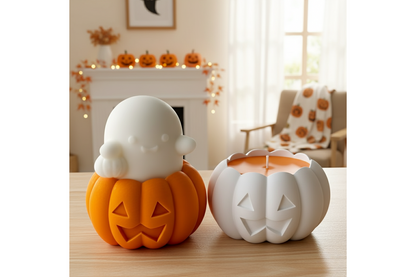 Halloween Silicone Candle Mold Set (Buy 1 Get 1 Free) - Includes Both Pumpkin and Ghost Molds