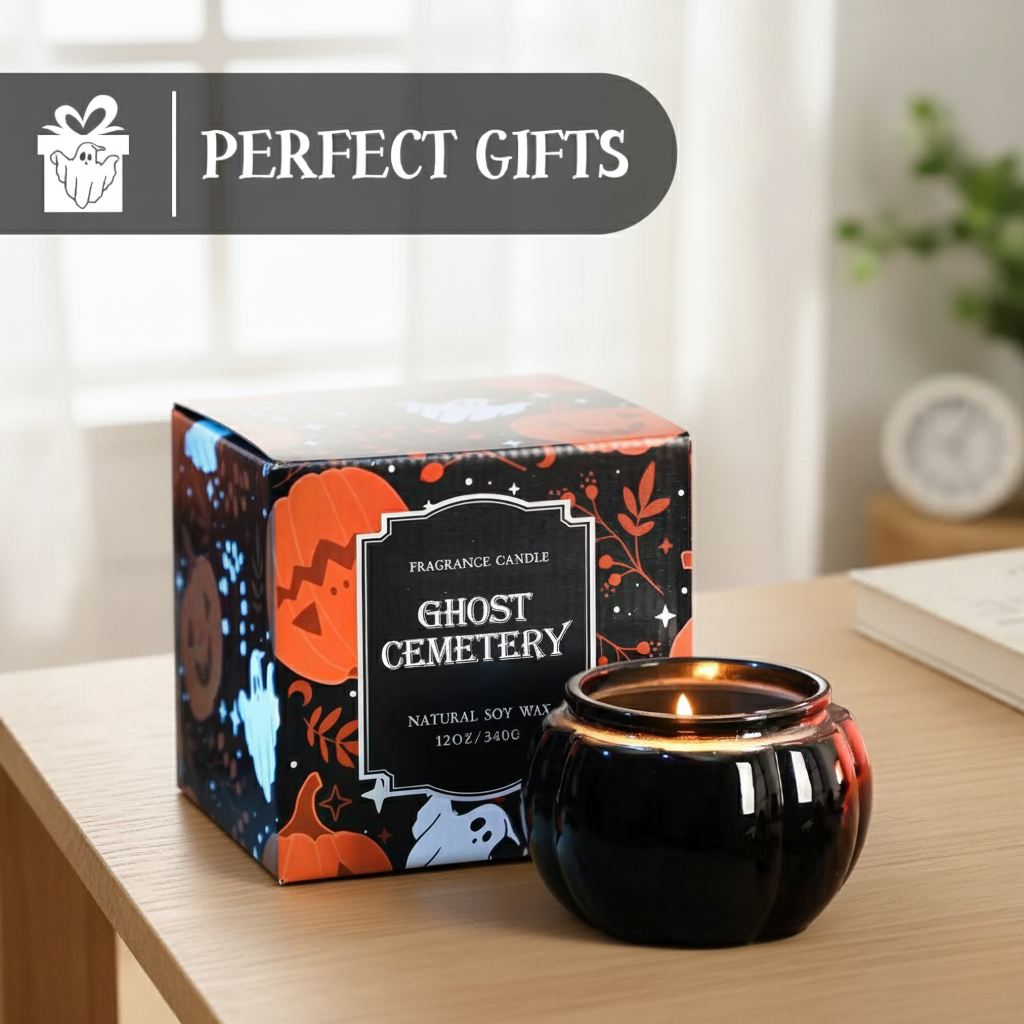 Fall Pumpkin Shaped Candle Halloween Fall Vanilla Pumpkin Spice Candle Farmhouse Thanksgiving Scented 12oz Autumn Decoration Gift