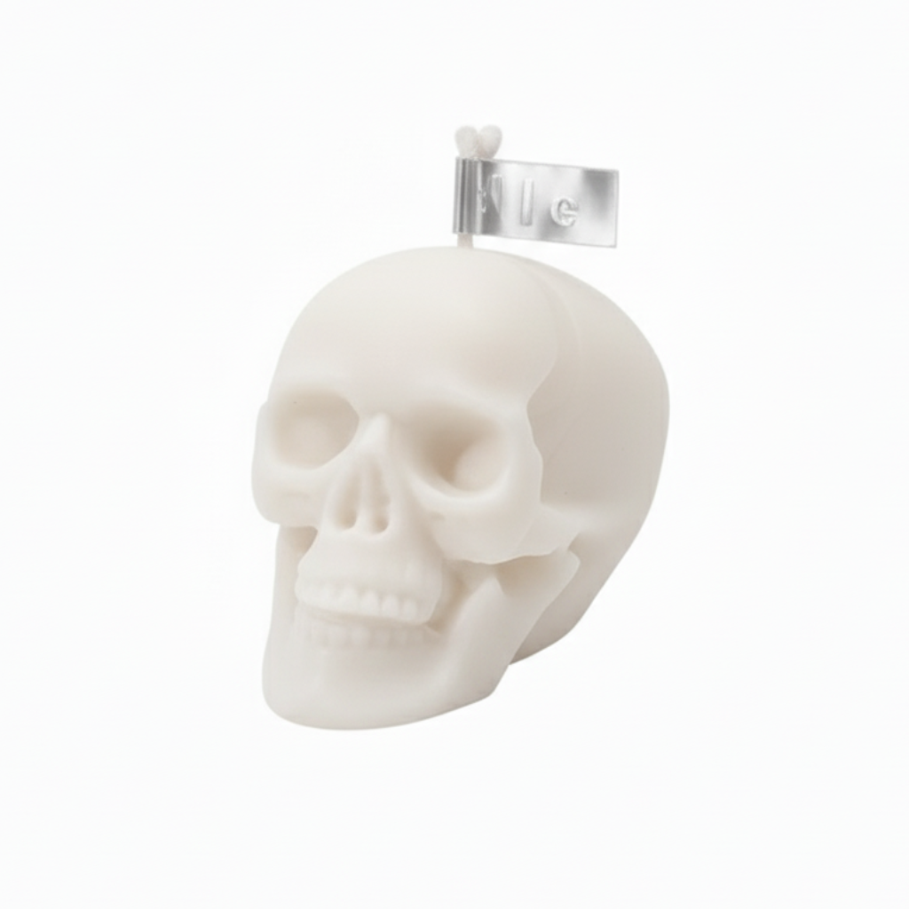 Skull-Shaped Soy Wax Candle – Sandalwood Scent – 5.8oz – Long Lasting 40h Burn – Decorative Candle for Halloween, Easter & Home