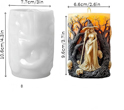 Halloween Witch Cylinderical Candle Silicone Mold