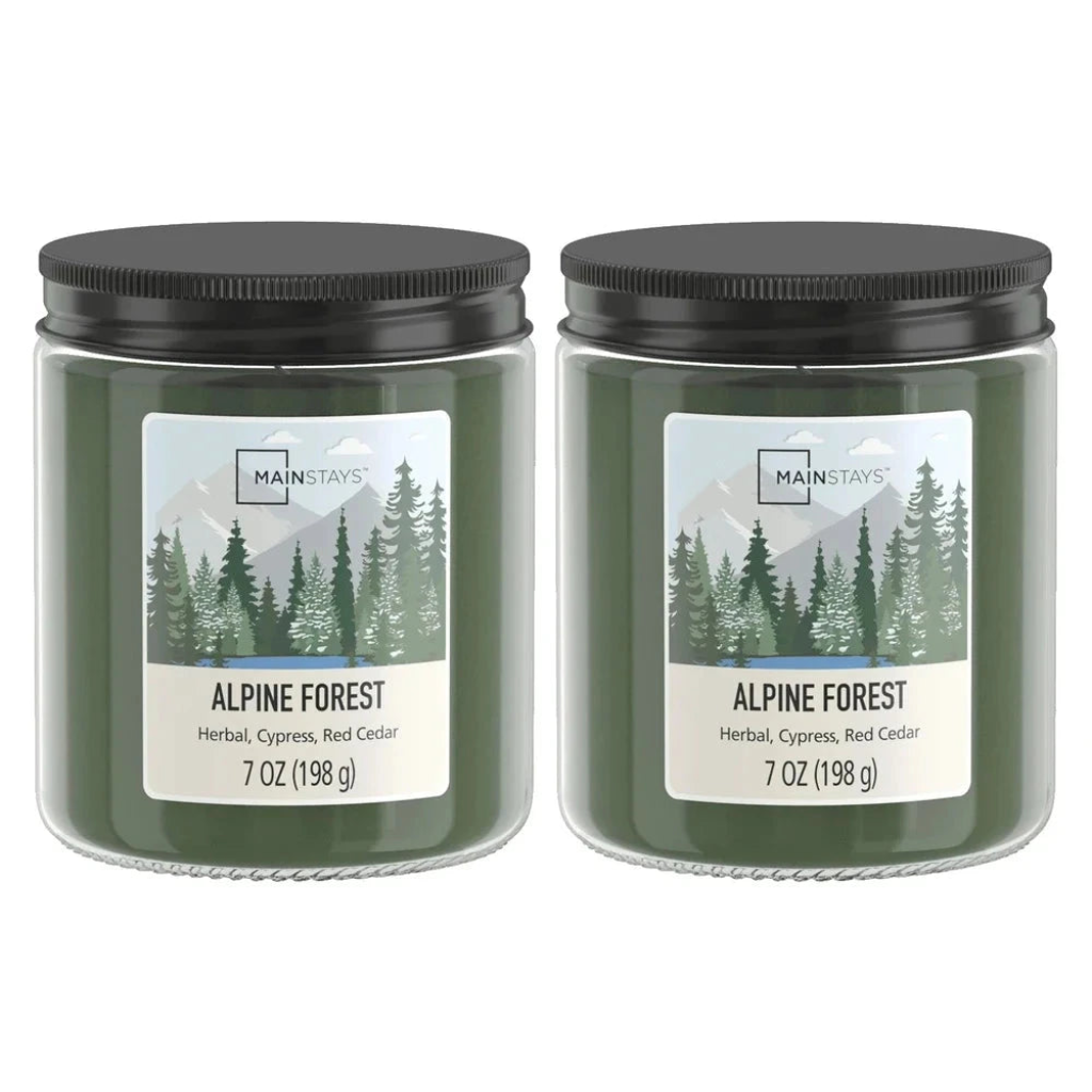 2 Pack Alpine Forest Scented Candle Glass Jar 7oz Single Wick Aromatherapy Candle Woodsy Relaxing Home Decor 100 Hours Burn Time