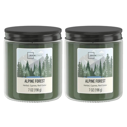 2 Pack Alpine Forest Scented Candle Glass Jar 7oz Single Wick Aromatherapy Candle Woodsy Relaxing Home Decor 100 Hours Burn Time