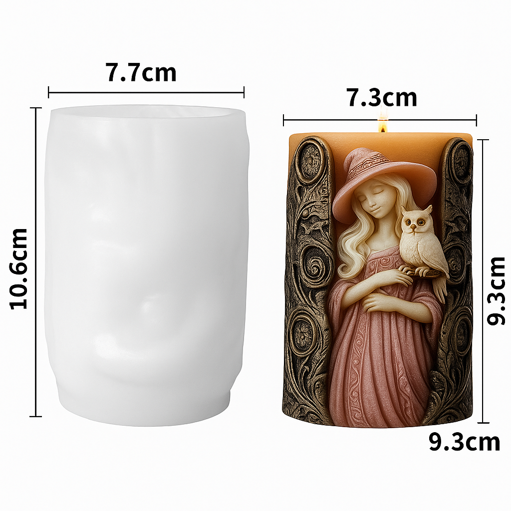 Halloween Witch Cylinderical Candle Silicone Mold