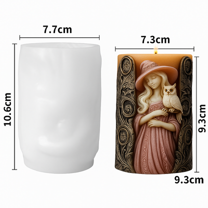 Halloween Witch Cylinderical Candle Silicone Mold
