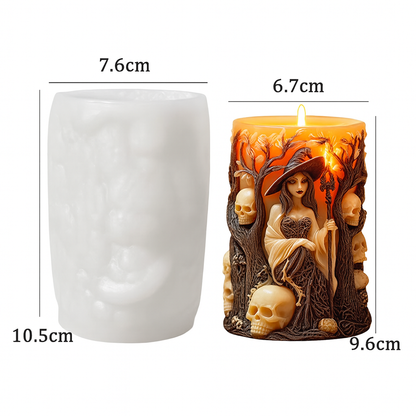 Halloween Witch Cylinderical Candle Silicone Mold