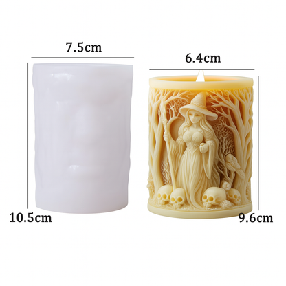 Halloween Witch Cylinderical Candle Silicone Mold