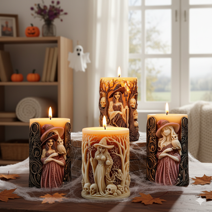 Halloween Witch Cylinderical Candle Silicone Mold