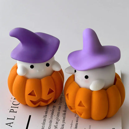 2 Pcs Halloween Candle Molds, Set of Pumpkin + Ghost Silicone Molds for DIY Fun Cute Candlestick Holder Tealight Candles Wax Soap Plaster Epoxy Resin Craft Casting Thanksgiving Décor