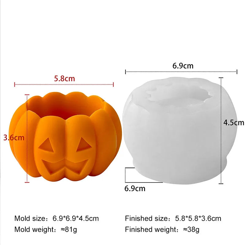 2 Pcs Halloween Candle Molds, Set of Pumpkin + Ghost Silicone Molds for DIY Fun Cute Candlestick Holder Tealight Candles Wax Soap Plaster Epoxy Resin Craft Casting Thanksgiving Décor