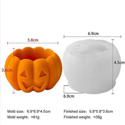 2 Pcs Halloween Candle Molds, Set of Pumpkin + Ghost Silicone Molds for DIY Fun Cute Candlestick Holder Tealight Candles Wax Soap Plaster Epoxy Resin Craft Casting Thanksgiving Décor