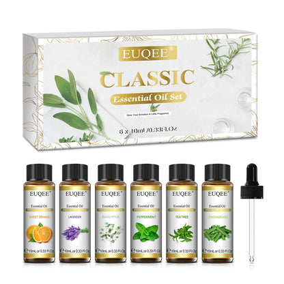 EUQEE Essential Oils Set 6 Bottles 10ml Pure Natural Aromatherapy Oils