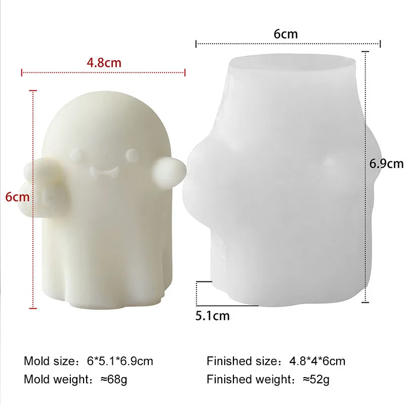 2 Pcs Halloween Candle Molds, Set of Pumpkin + Ghost Silicone Molds for DIY Fun Cute Candlestick Holder Tealight Candles Wax Soap Plaster Epoxy Resin Craft Casting Thanksgiving Décor