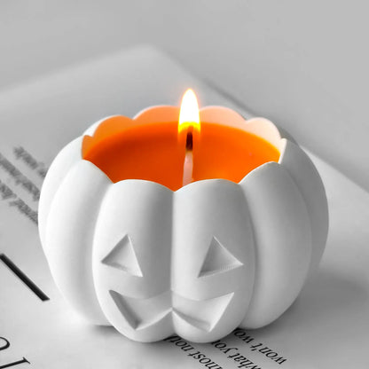 2 Pcs Halloween Candle Molds, Set of Pumpkin + Ghost Silicone Molds for DIY Fun Cute Candlestick Holder Tealight Candles Wax Soap Plaster Epoxy Resin Craft Casting Thanksgiving Décor