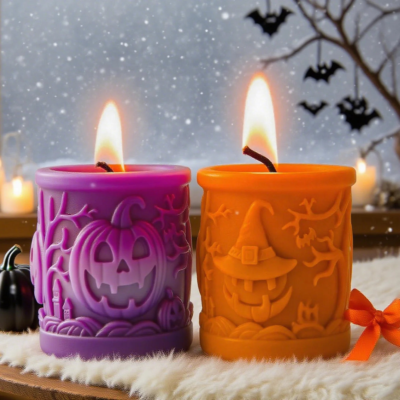 Halloween Cylinder Candle Silicone Mold