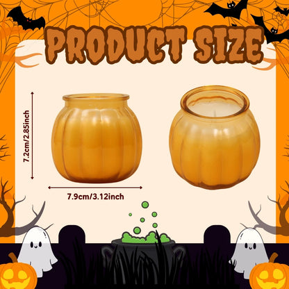 2/4pcs Halloween Pumpkin Candles in Amber Glass Jars, Unique Halloween Decorative Candles for Home, Festival Decoration and Gift