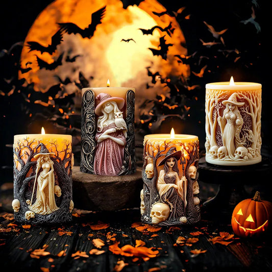 Halloween Witch Cylinderical Candle Silicone Mold