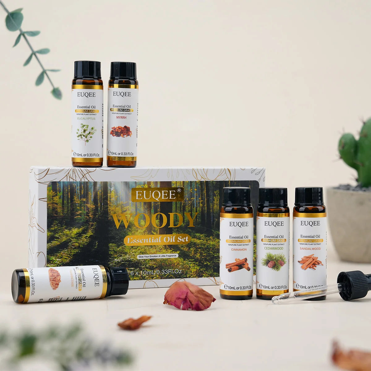 EUQEE Essential Oils Set 6 Bottles 10ml Pure Natural Aromatherapy Oils