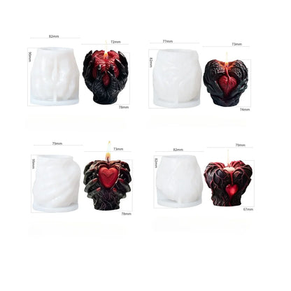 Halloween Hands Hold Heart Scented Candle Silicone Mold