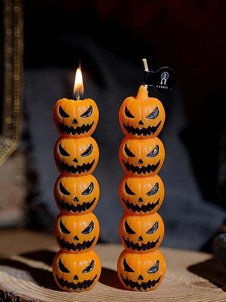 Halloween Aromatherapy Candle Set: Skull+Pumpkin+Bone Fingers