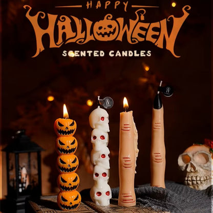Halloween Aromatherapy Candle Set: Skull+Pumpkin+Bone Fingers