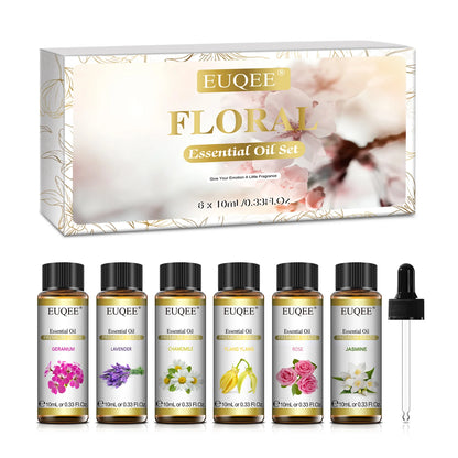 EUQEE Essential Oils Set 6 Bottles 10ml Pure Natural Aromatherapy Oils