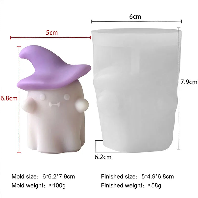 2 Pcs Halloween Candle Molds, Set of Pumpkin + Ghost Silicone Molds for DIY Fun Cute Candlestick Holder Tealight Candles Wax Soap Plaster Epoxy Resin Craft Casting Thanksgiving Décor
