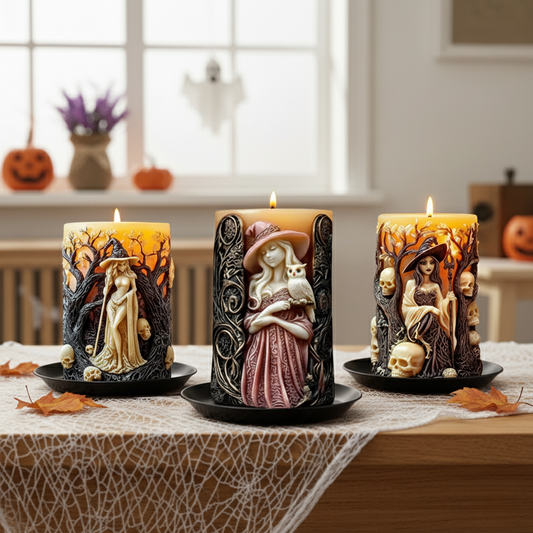Halloween Witch Cylinderical Candle Silicone Mold